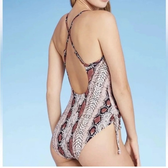 Kona Sol Snakeskin Print One Piece Swimsuit - Picture 2 of 10